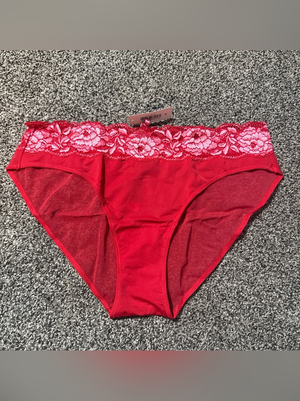 Adore Me True Red - Lace Waist With Pink Contrast Panties (M) Medium Women